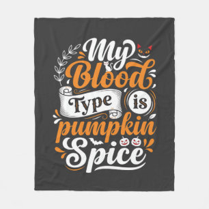 Halloween Pumpkin Spice Blood Type Retro Typograph Fleece Blanket