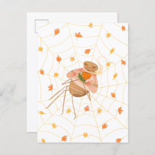 Halloween Pumpkin Spice Cosy Spider Postcard