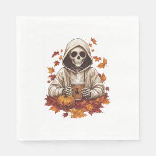 Halloween Pumpkin Spice Skeleton Napkin