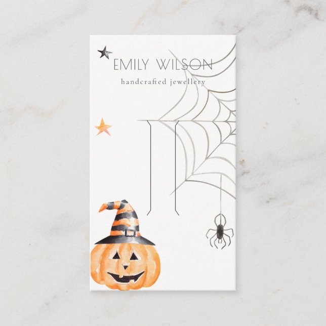 Halloween Pumpkin Spider Hair Clip Jewellery Displ Business Card (Front)