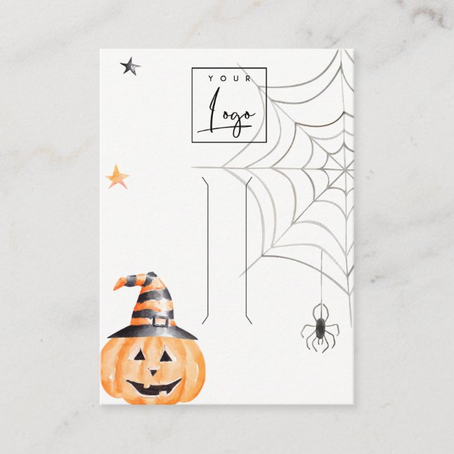Halloween Pumpkin Spider Logo Hair Clip Display Business Card (Front)