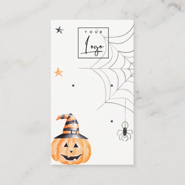 Halloween Pumpkin Spider Logo Stud Earring Display Business Card (Front)