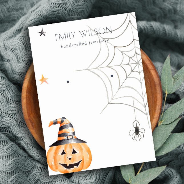 Halloween Pumpkin Spider Stud Earring Display Business Card (Creator Uploaded)