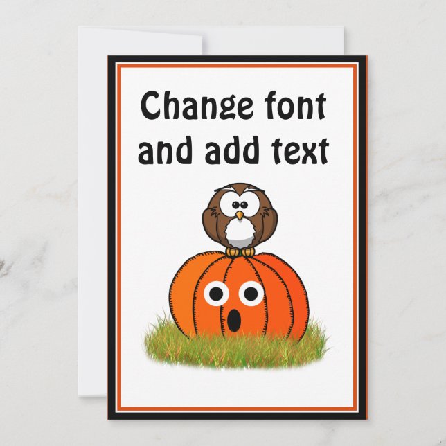 Halloween Pumpkin & Spooked Owl Invitation (Front)