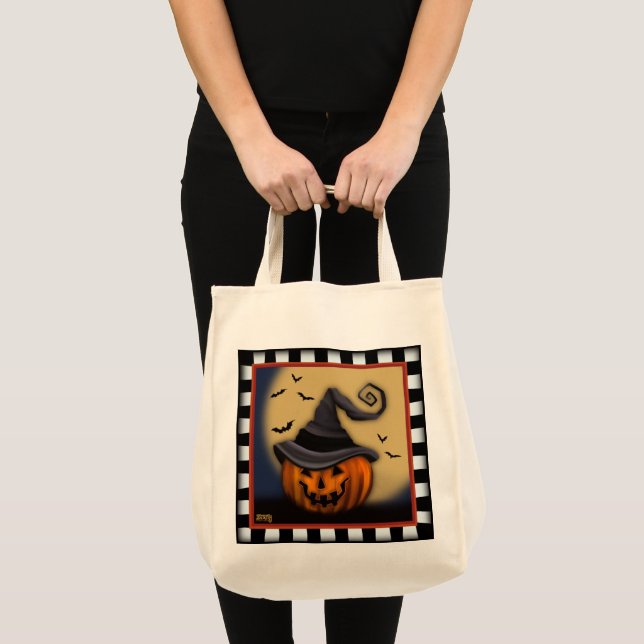 Halloween Pumpkin Spooky Cute Inspirivity Tote Bag (Front (Product))