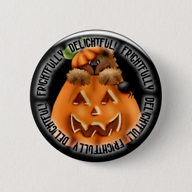 Halloween pumpkin spooky pinback button (Front)