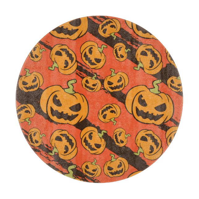 Halloween Pumpkin: Spooky Seamless Pattern Cutting Board (Front)