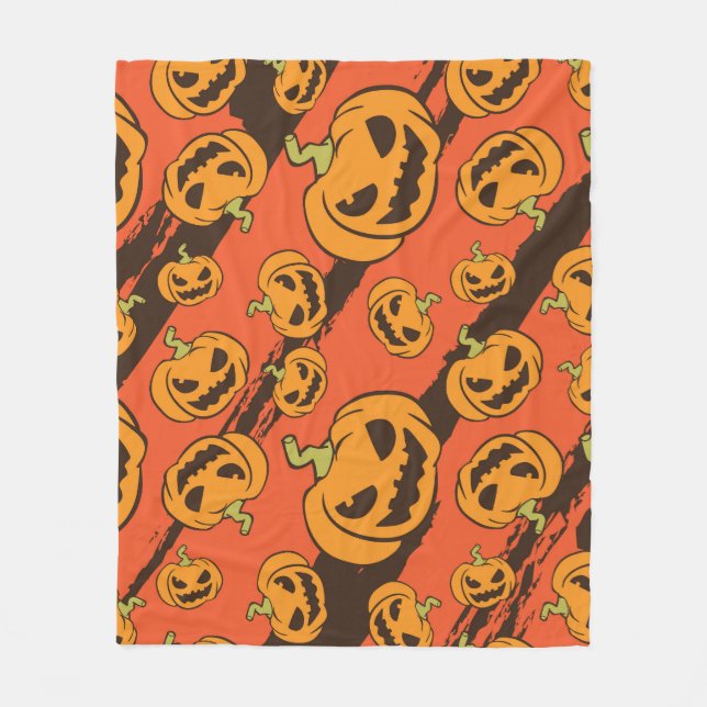 Halloween Pumpkin: Spooky Seamless Pattern Fleece Blanket (Front)
