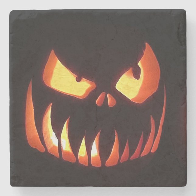 Halloween Pumpkin Stone Coaster (Front)