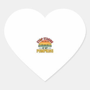 Halloween Pumpkin Stop Staring Funny Vintage_1 Heart Sticker