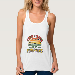 Halloween Pumpkin Stop Staring Funny Vintage_1 Singlet
