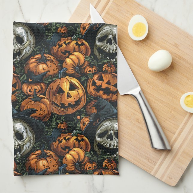  Halloween Pumpkin  Tea Towel (Quarter Fold)