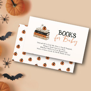 Halloween Pumpkin Theme Books for Baby Shower Enclosure Card