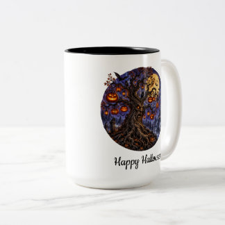 Halloween Pumpkin Tree Two-Tone Coffee Mug