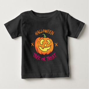 Halloween Pumpkin Trick or Treat Label Baby T-Shirt