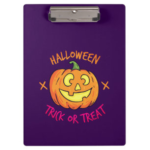 Halloween Pumpkin Trick or Treat Label Clipboard