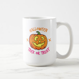 Halloween Pumpkin Trick or Treat Label Coffee Mug