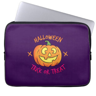 Halloween Pumpkin Trick or Treat Label Laptop Sleeve