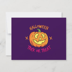 Halloween Pumpkin Trick or Treat Label Thank You Card