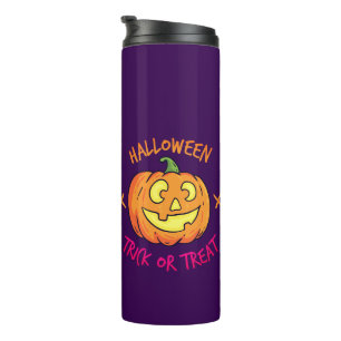 Halloween Pumpkin Trick or Treat Label Thermal Tumbler