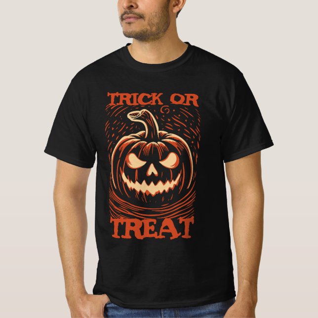 Halloween Pumpkin Trick or Treat T-Shirt (Front)