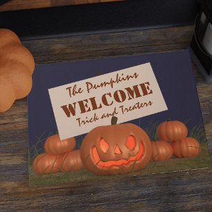 Halloween Pumpkin Trick or Treat Welcome Doormat