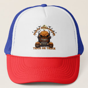 Halloween Pumpkin Truck Monster Spooky Haunted Trucker Hat