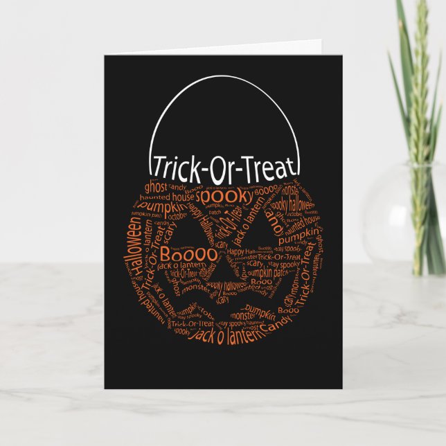 Halloween Pumpkin Typography Orange Black Card (Front)