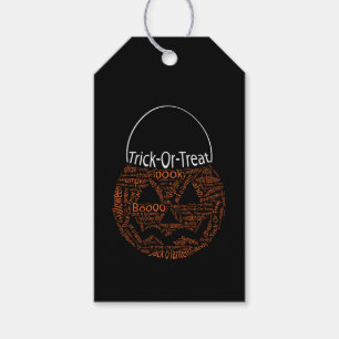 Halloween Pumpkin Typography Orange Black Gift Tags
