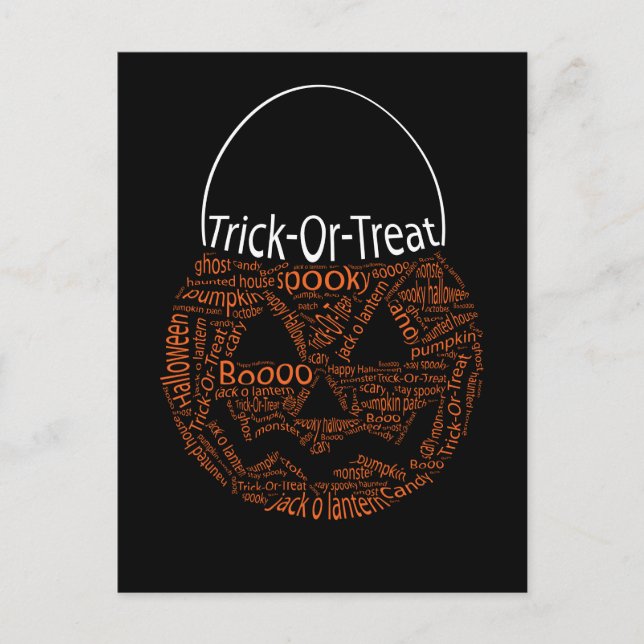 Halloween Pumpkin Typography Orange Black Postcard (Front)
