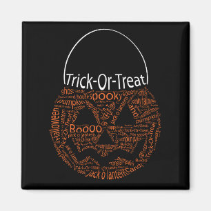 Halloween Pumpkin Typography Trick Or Treat Magnet
