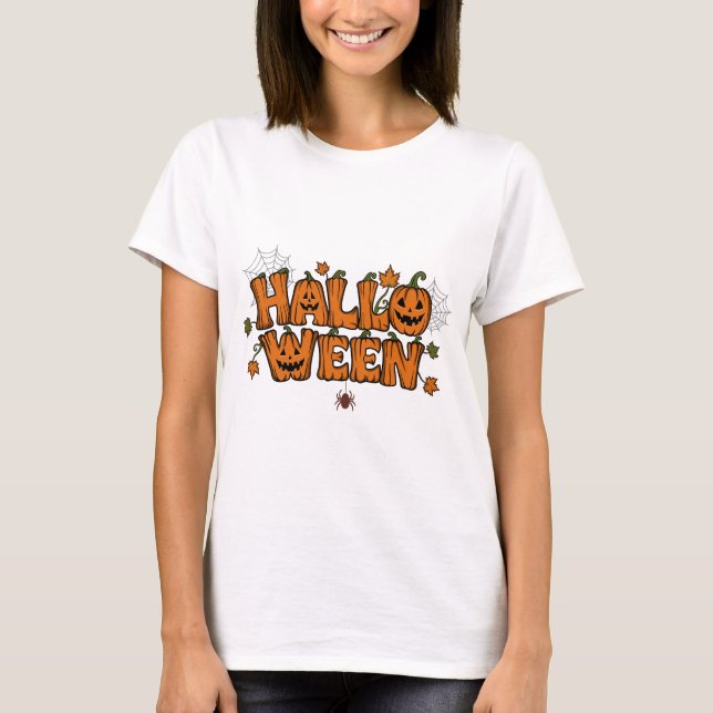 Halloween Pumpkin Typography Women's T-Shirt (Front)