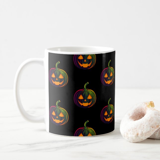 Halloween Pumpkin Vibes Coffee Mug (With Donut)