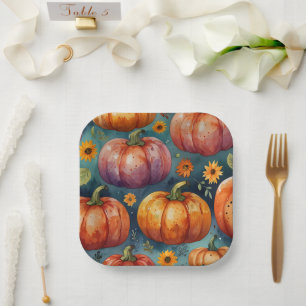 Halloween Pumpkin Vibes designer Paper Plate