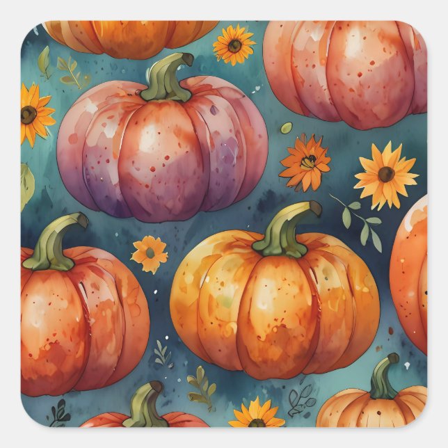 Halloween Pumpkin Vibes designer  Square Sticker (Front)
