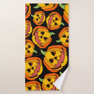 Halloween Pumpkin: Vintage Autumn Symbol Bath Towel