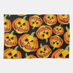 Halloween Pumpkin: Vintage Autumn Symbol Tea Towel