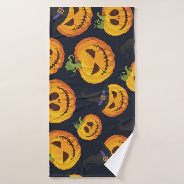 Halloween Pumpkin: Vintage Witch Pattern Bath Towel (Bath Towel)