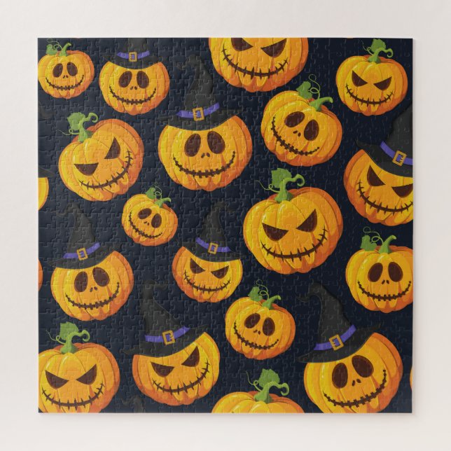 Halloween Pumpkin: Vintage Witch Pattern Jigsaw Puzzle (Vertical)