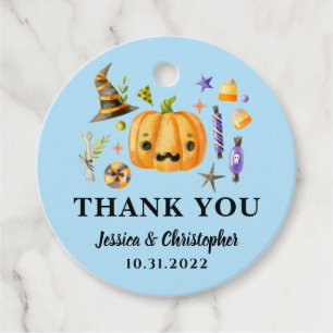 Halloween Pumpkin Wedding Blue Thank You Favour Tags