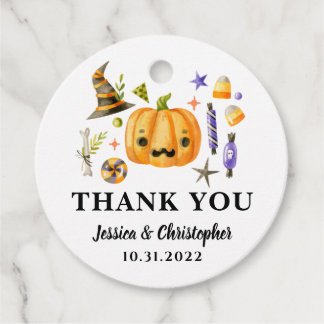 Halloween Pumpkin Wedding Thank You Favour Tag