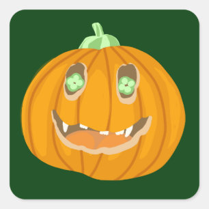 Halloween Pumpkin whimsical and spooky Square Sticker