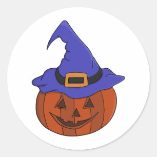 Halloween Pumpkin Witch Classic Round Sticker