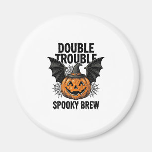 Halloween Pumpkin Witch Double Trouble Vintage Des Magnet