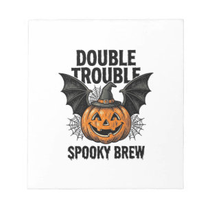 Halloween Pumpkin Witch Double Trouble Vintage Des Notepad