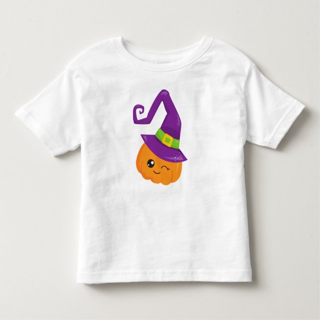 Halloween, Pumpkin, Witch Hat, Trick Or Treat Toddler T-Shirt (Front)