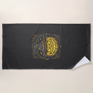 Halloween Pumpkin Witch Hat Vector Design Beach Towel