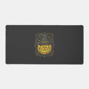Halloween Pumpkin Witch Hat Vector Design Desk Mat