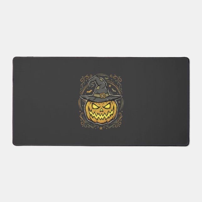 Halloween Pumpkin Witch Hat Vector Design Desk Mat (Front)