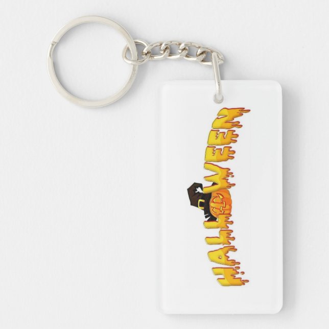 Halloween pumpkin witch key ring (Front)